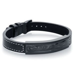 Italgem Stainless Steel Galaxy Plate Leather Bracelet Unisex